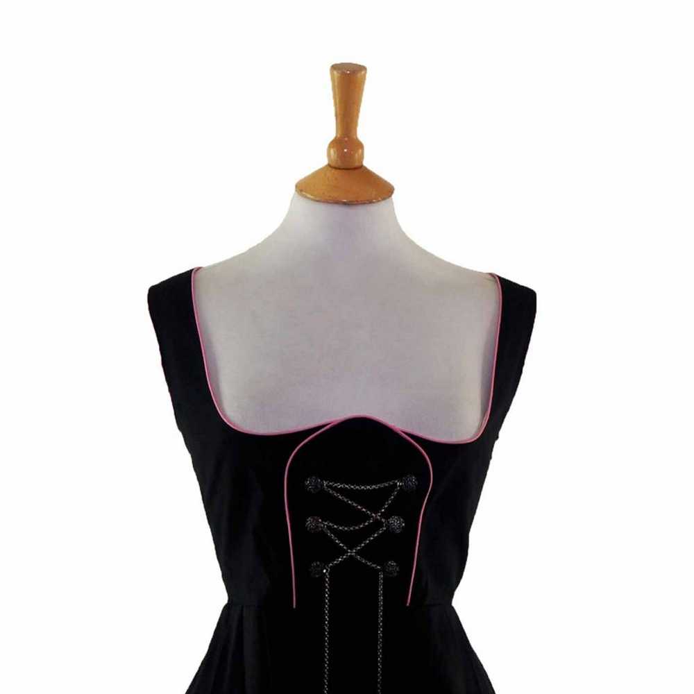 60s Austrian Black Cotton Dirndl Dress – 10 - image 2