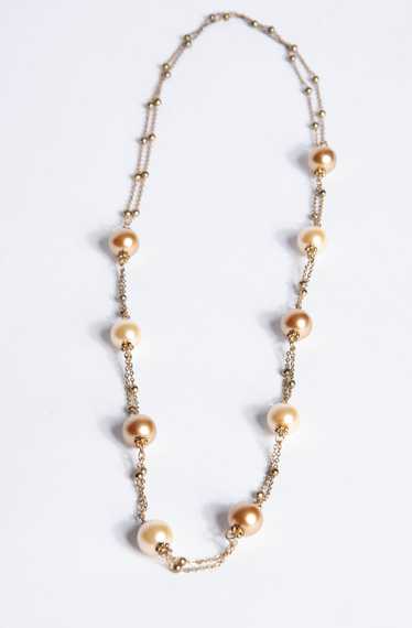 VINTAGE GOLDTONE METAL BRONZE AND CREAM PEARL COST