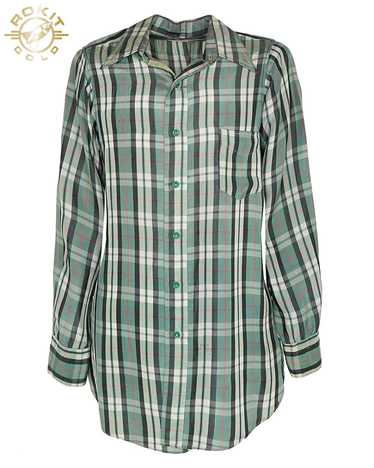 1930s Miller Cold Rayon Green Plaid Western Shirt 