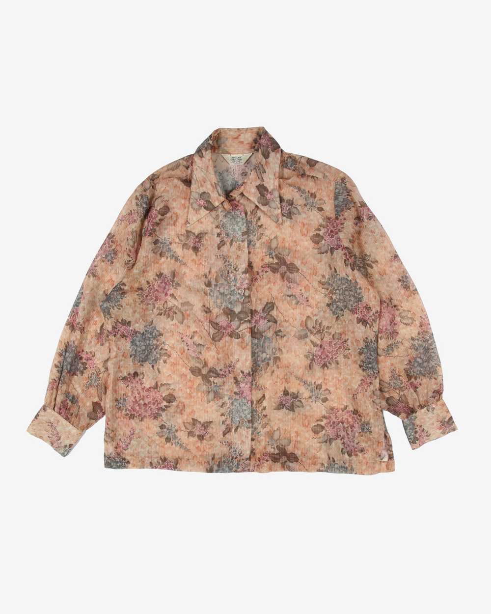 1970's pink patterned blouse - L - image 1