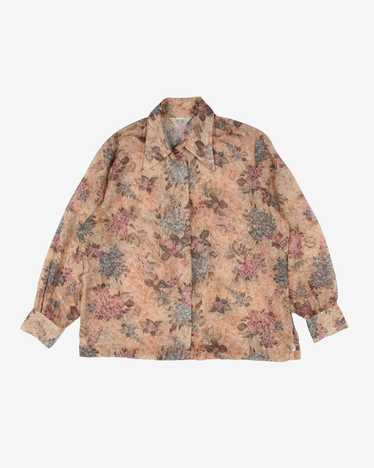 1970's pink patterned blouse - L - image 1
