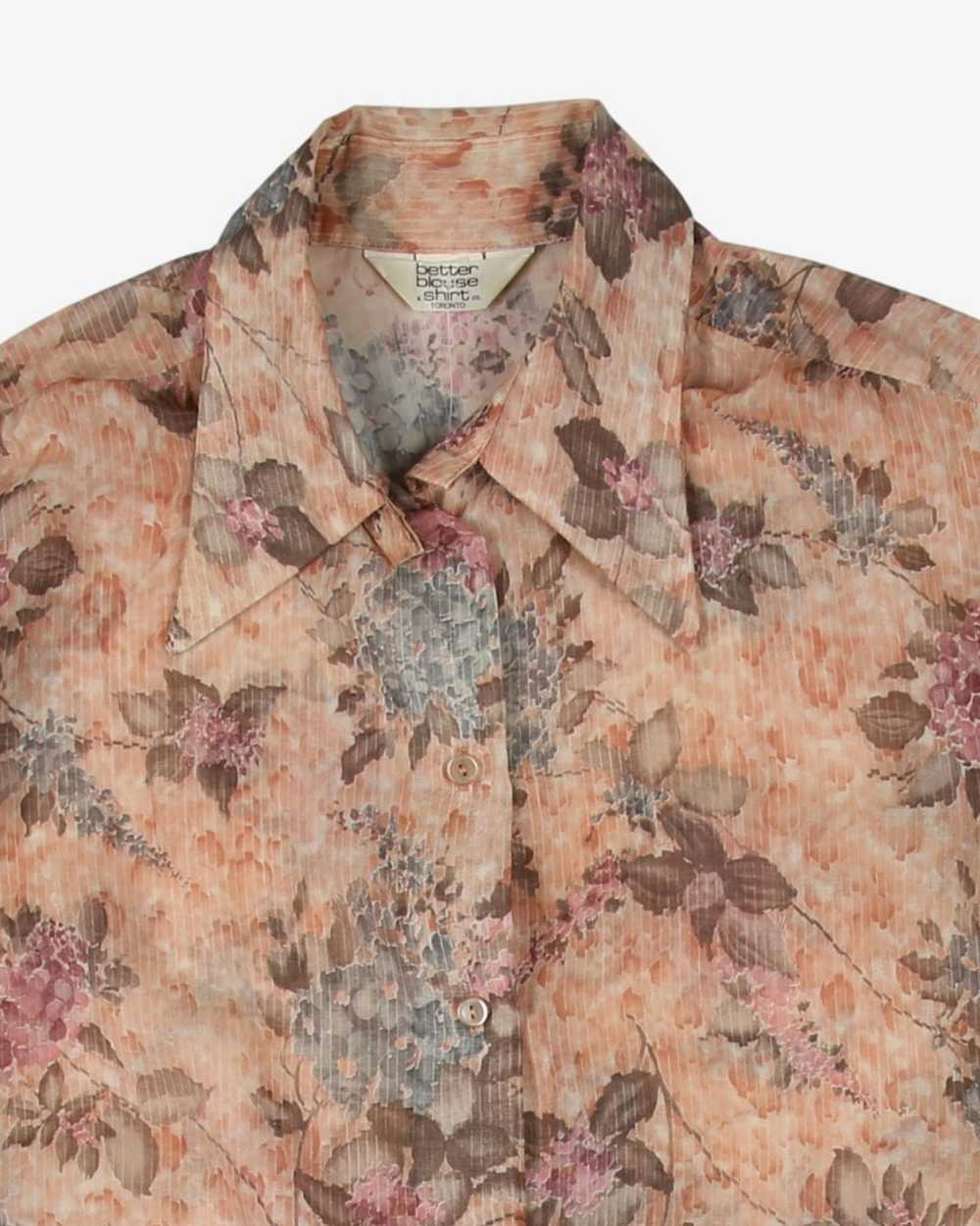 1970's pink patterned blouse - L - image 3