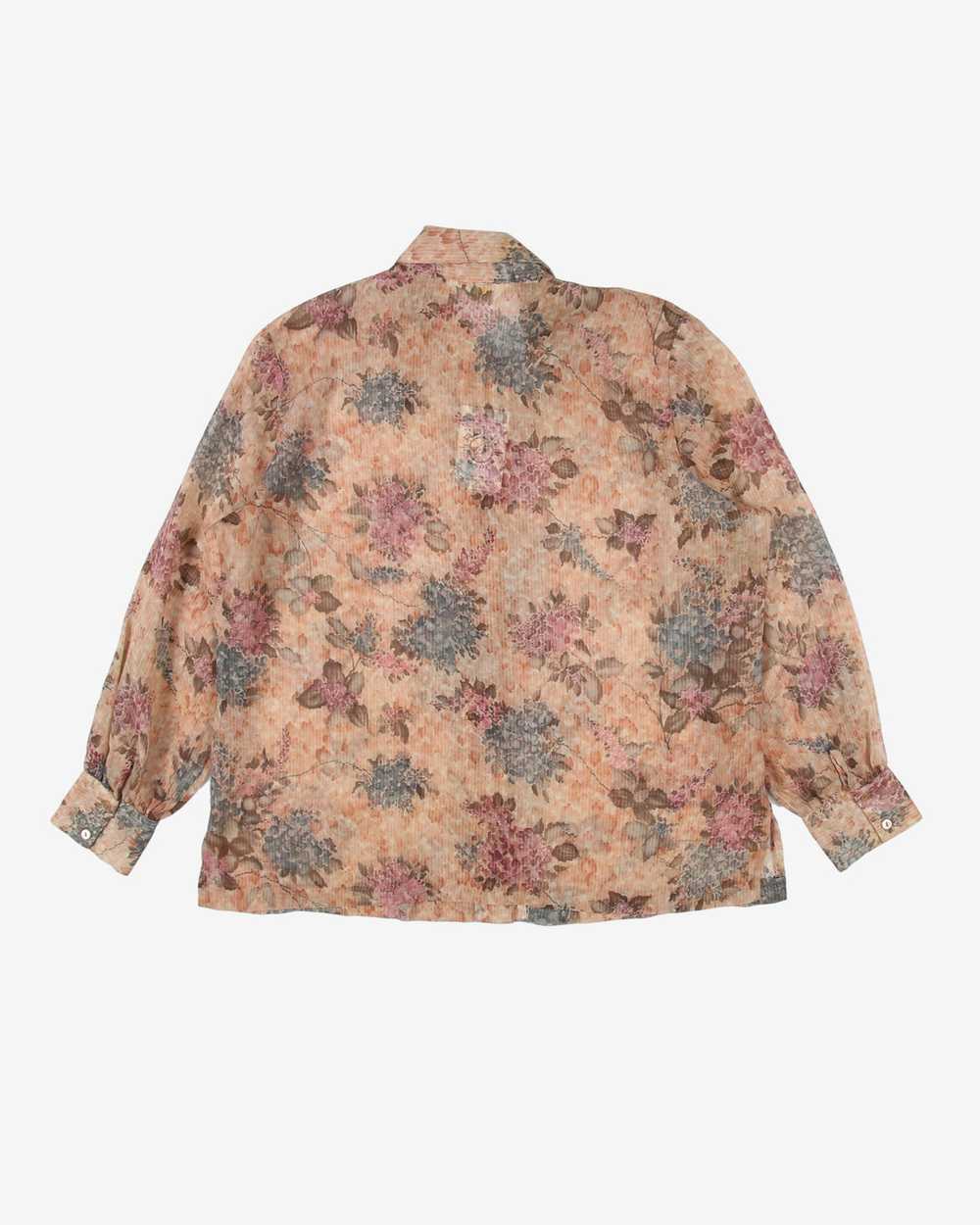 1970's pink patterned blouse - L - image 4