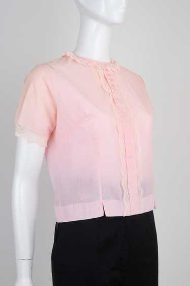 Pink Lace Trimmed Blouse