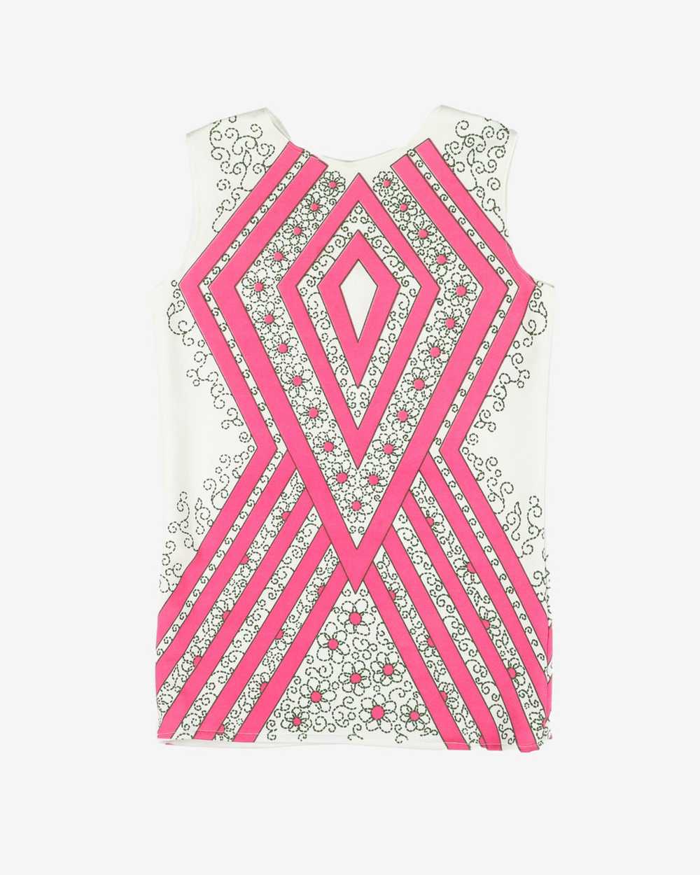 1970s pink graphic print sleeveless top - S - image 4