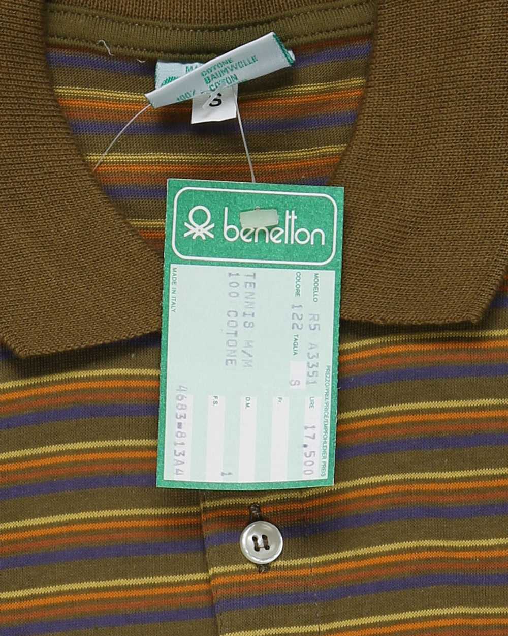 Benetton deadstock khaki short sleeve polo shirt … - image 5