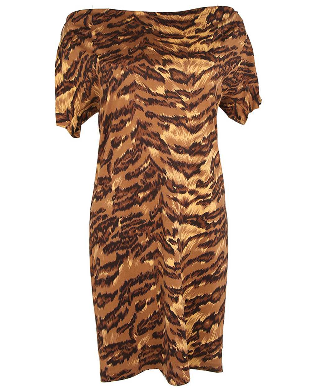 Diane Von Furstenberg Brown Tiger Stripe Silk Par… - image 1