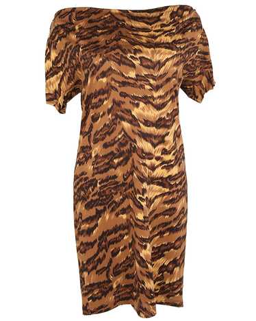 Diane Von Furstenberg Brown Tiger Stripe Silk Par… - image 1