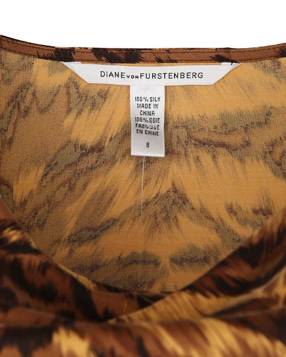 Diane Von Furstenberg Brown Tiger Stripe Silk Par… - image 5