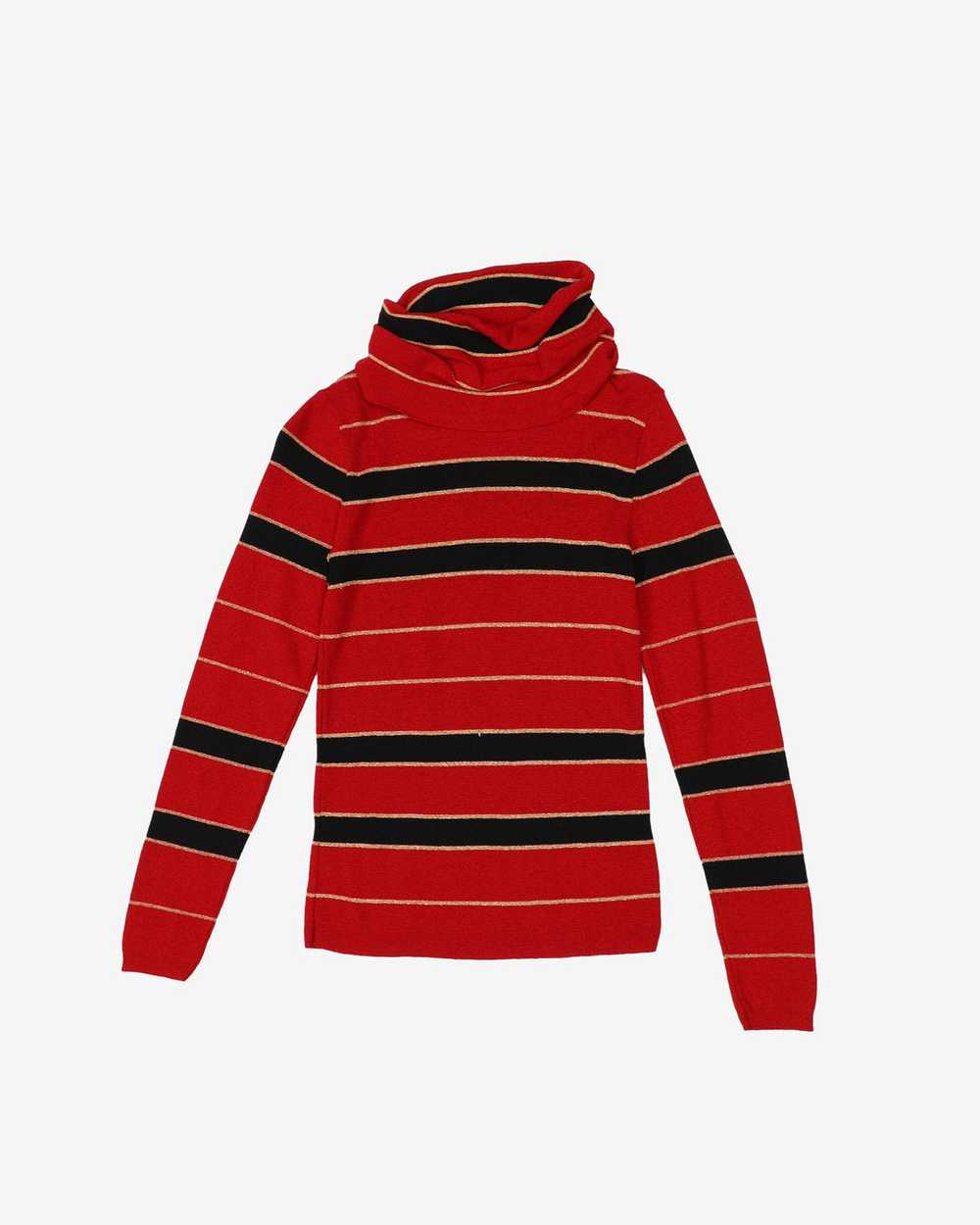 red, gold and black roll neck jumper - XS - image 1