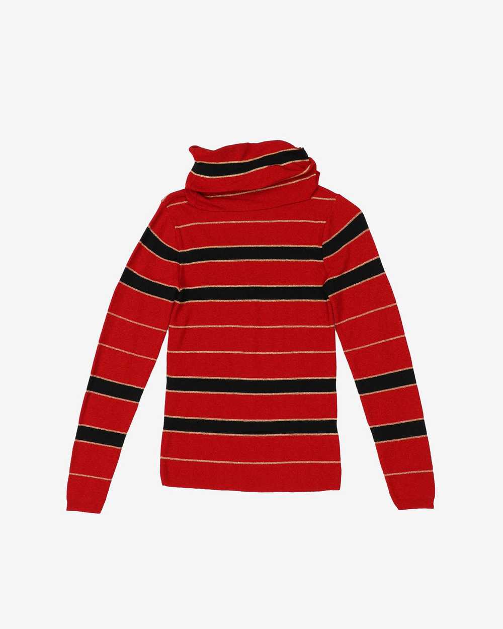 red, gold and black roll neck jumper - XS - image 2