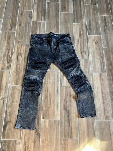 Streetwear × Vintage Black distressed biker jeans - image 1
