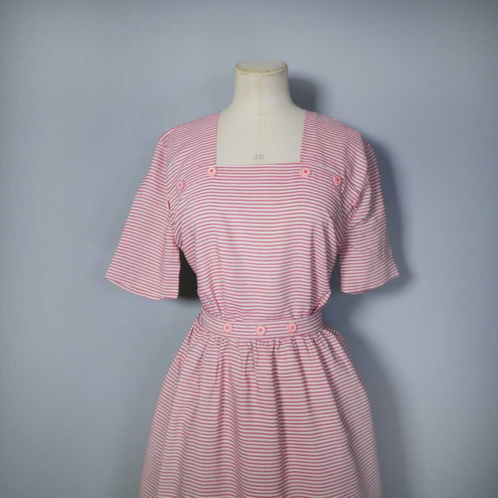 40s 50s CANDY STRIPE DAY DRESS WITH BUTTON DETAIL… - image 6