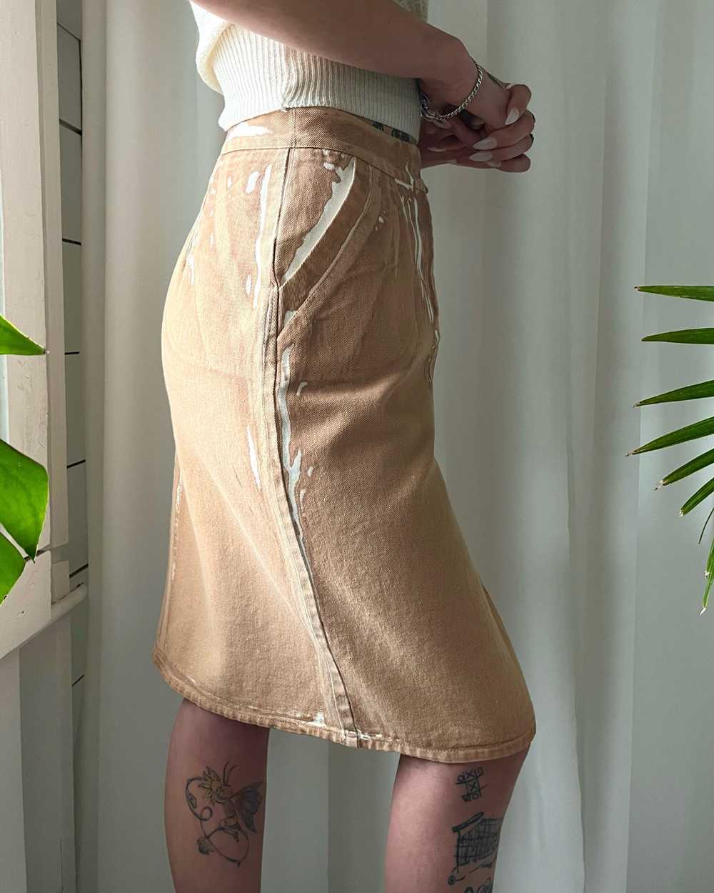 00s Painted Denim Skirt - image 4