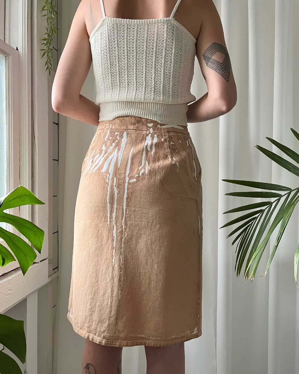 00s Painted Denim Skirt - image 5