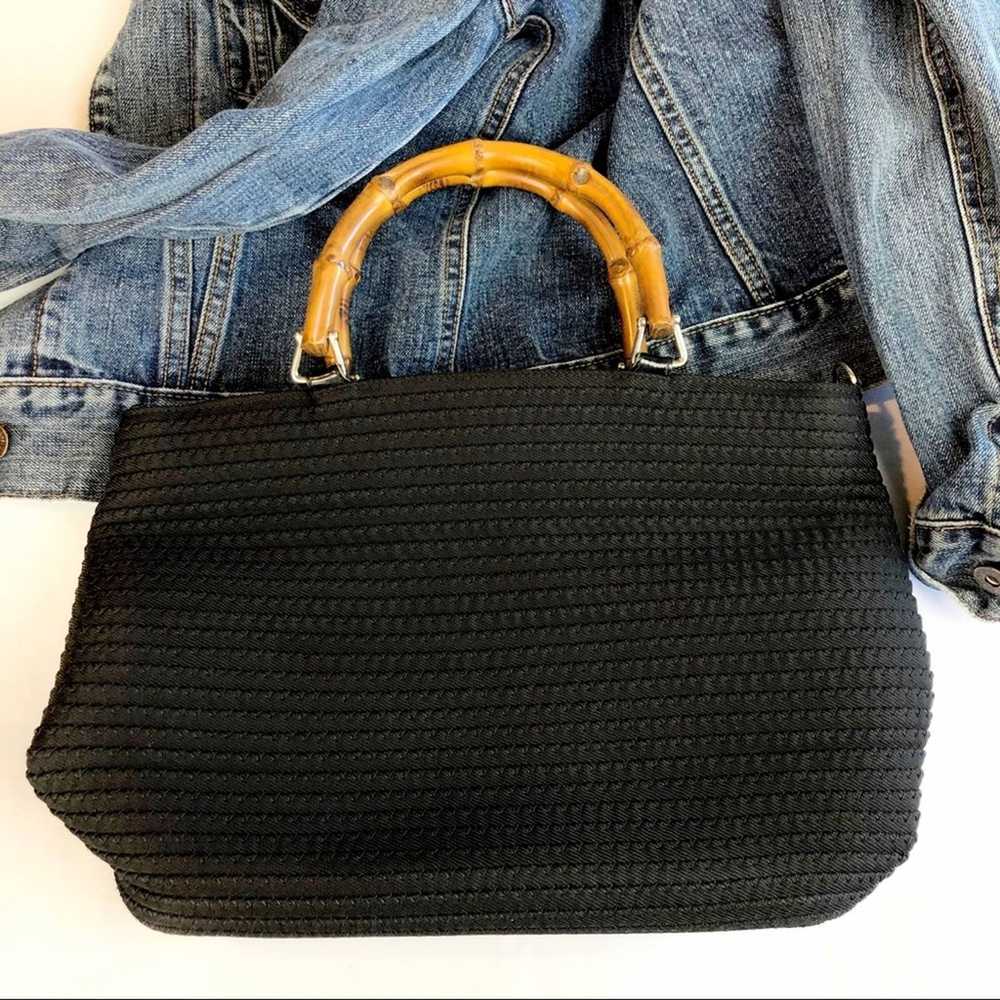 Gucci GUCCI Black Shopper Knit Bamboo Shoulder Bag - image 1