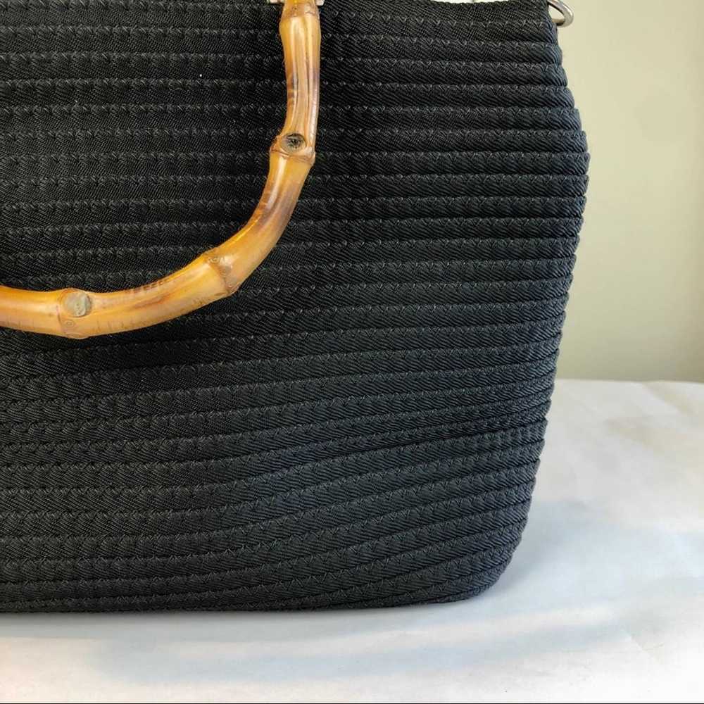 Gucci GUCCI Black Shopper Knit Bamboo Shoulder Bag - image 6