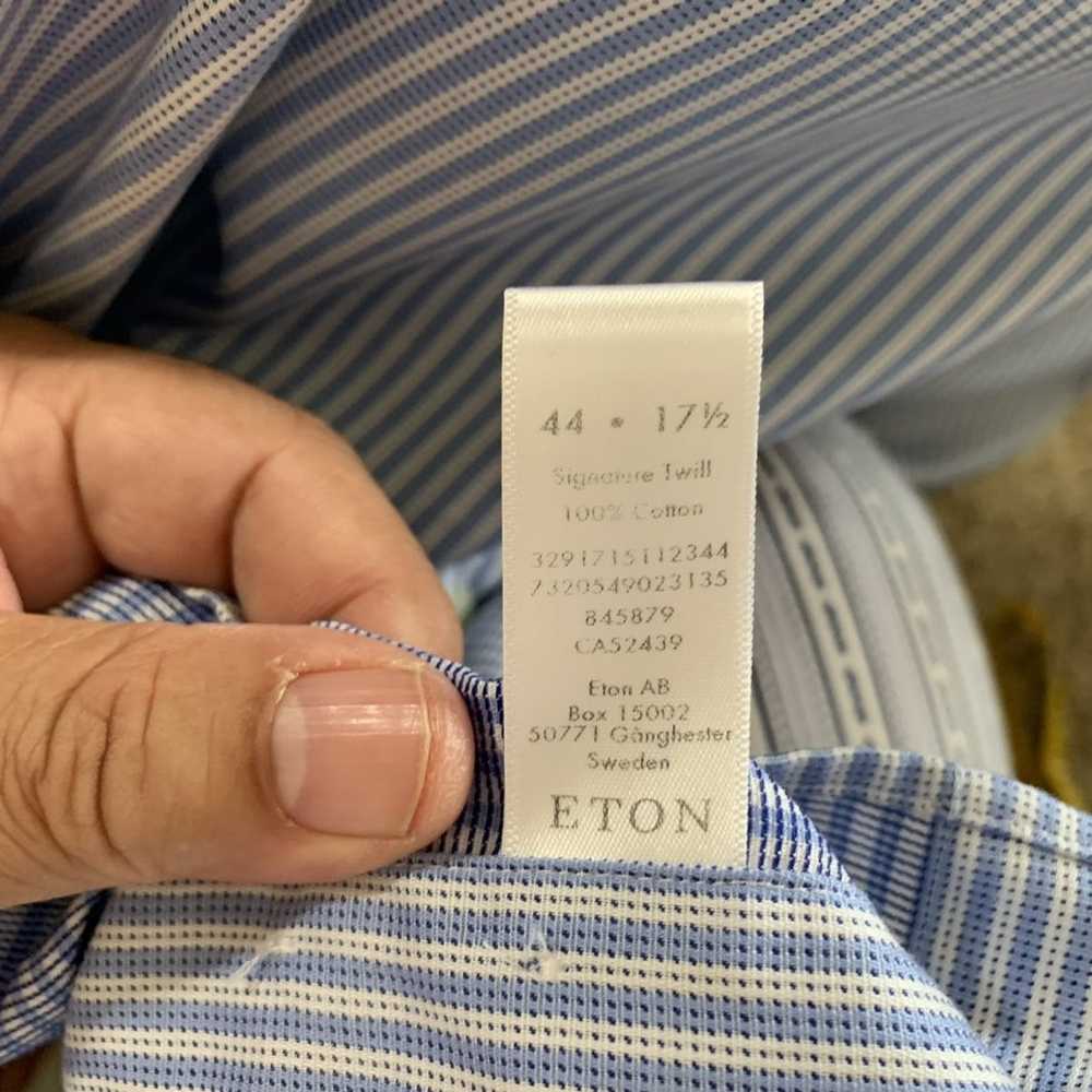 Eton Striped Spread collar Dress shirt 17.5-37 sl… - image 11