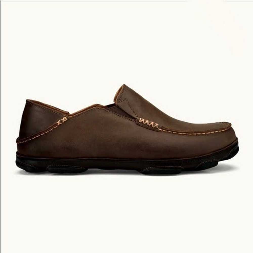 Olukai Olukai Moloā Leather Slip-On Shoes in Dark… - image 1