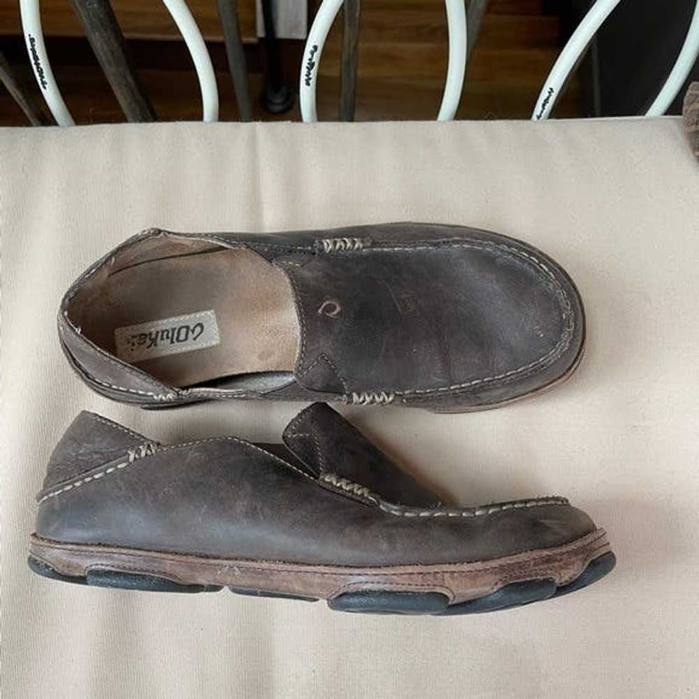 Olukai Olukai Moloā Leather Slip-On Shoes in Dark… - image 3