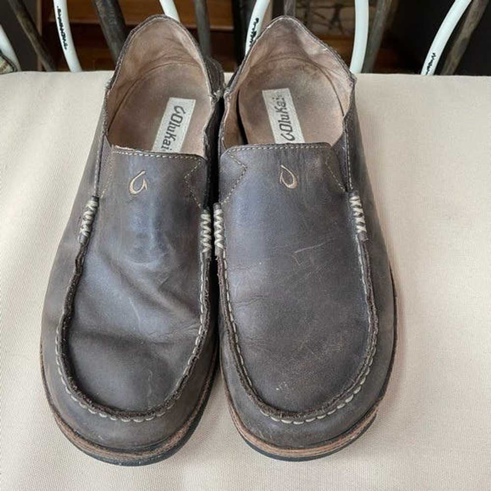 Olukai Olukai Moloā Leather Slip-On Shoes in Dark… - image 4