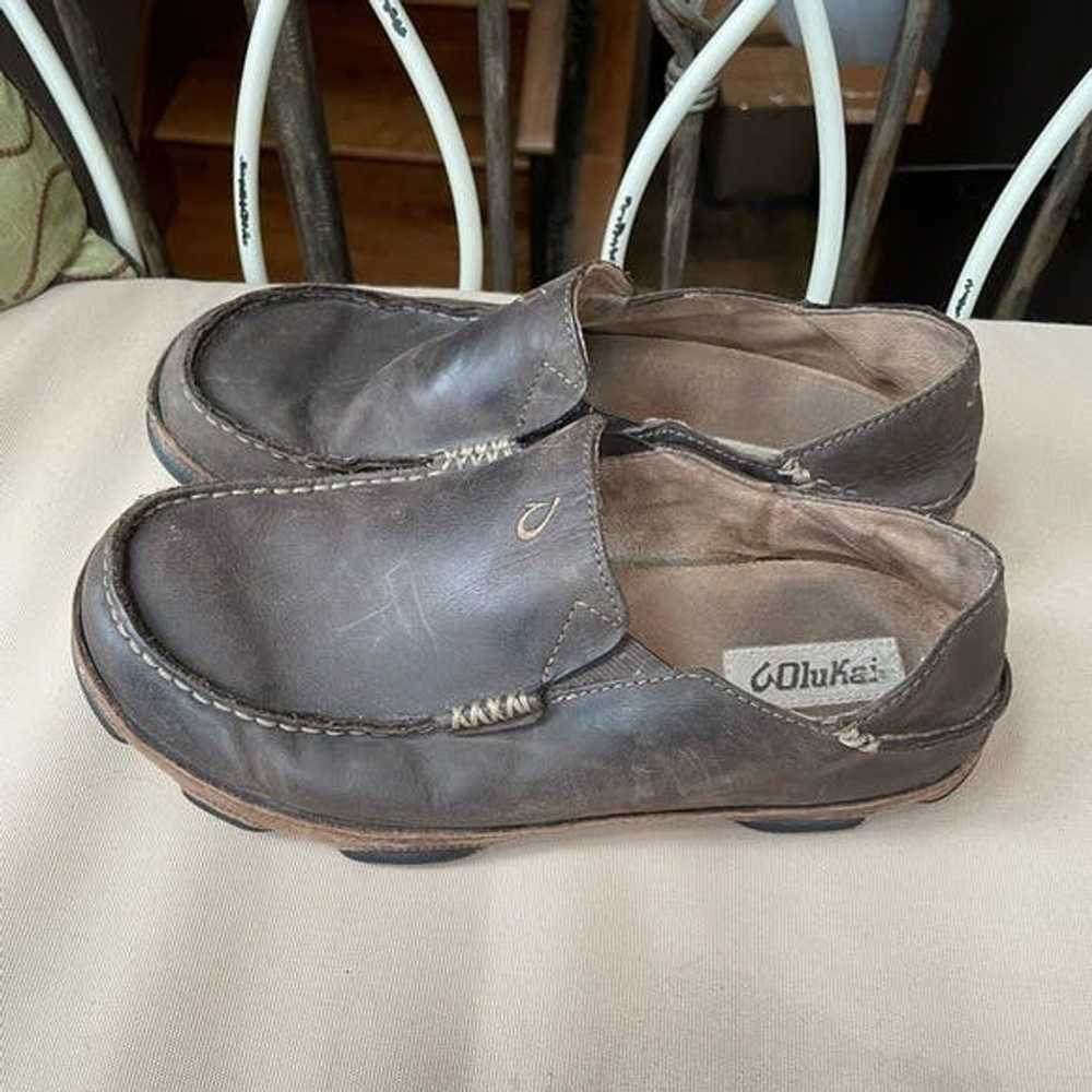 Olukai Olukai Moloā Leather Slip-On Shoes in Dark… - image 5