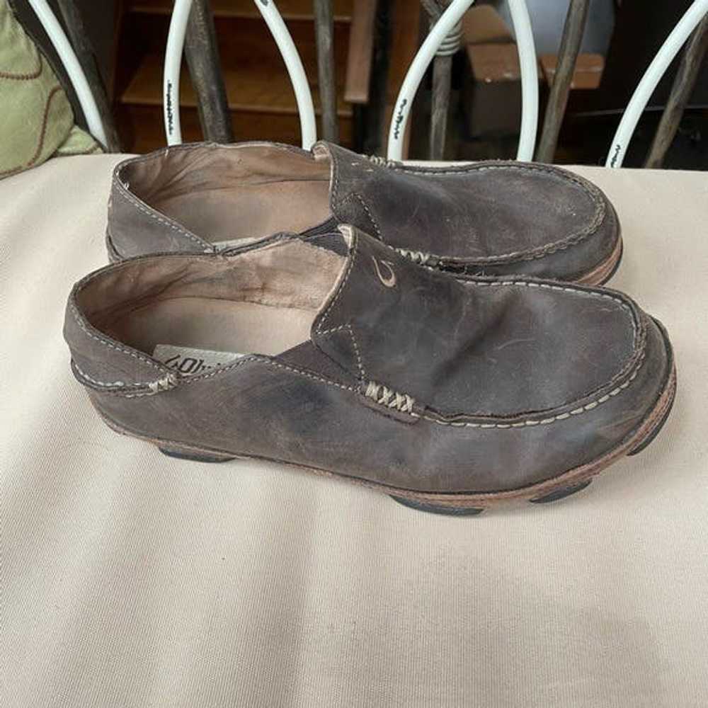 Olukai Olukai Moloā Leather Slip-On Shoes in Dark… - image 7