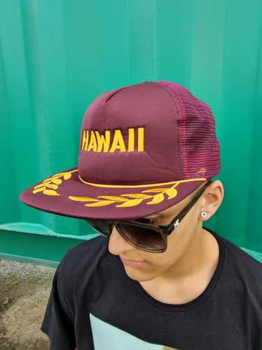 Made In Hawaii Vintage 80s Maroon Hawaii Snapback 