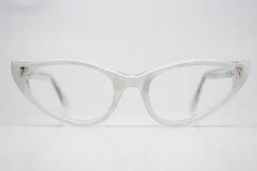 Curly White Vintage Cat Eye Glasses