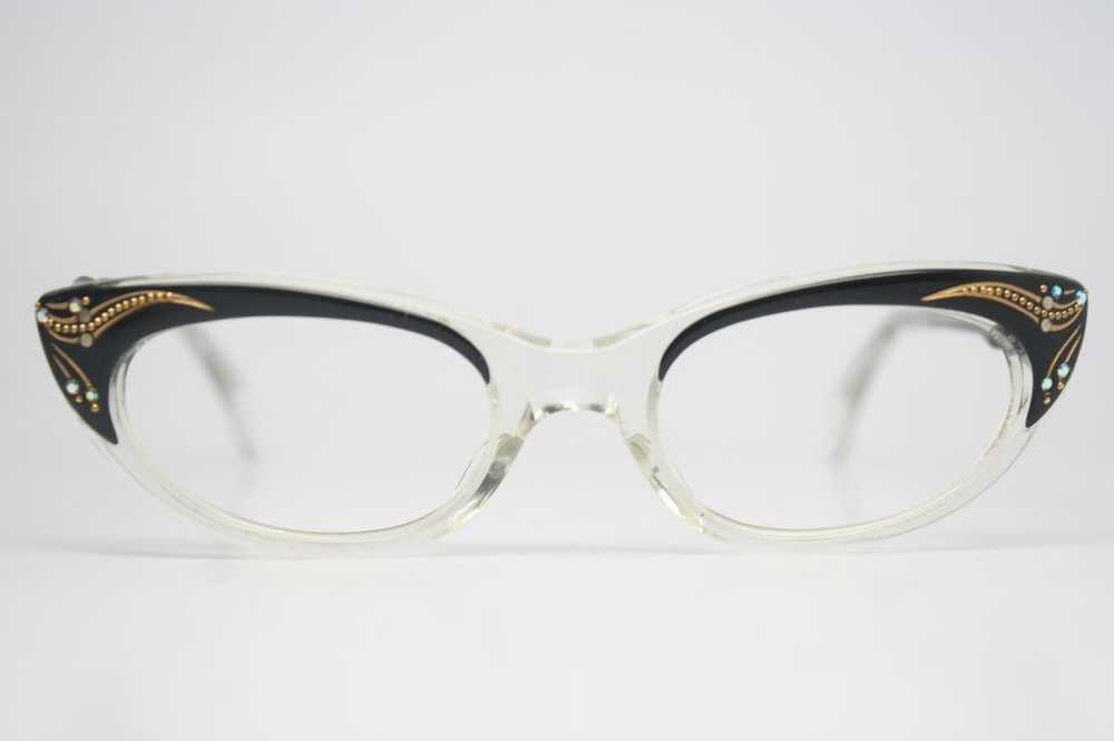 Black Rhinestone Cat Eye Glasses - image 1