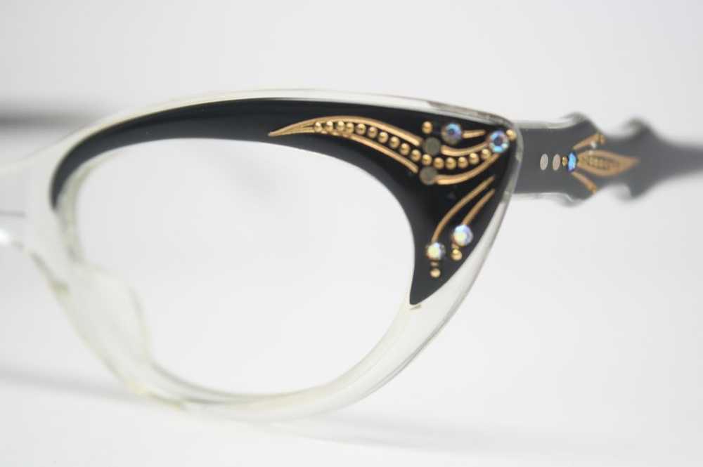 Black Rhinestone Cat Eye Glasses - image 3