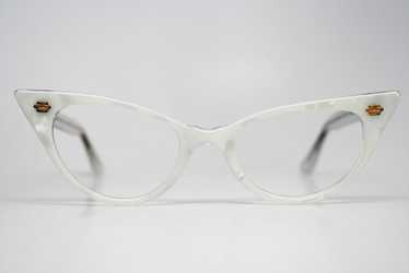Unused White Cat Eye Glasses Vintage