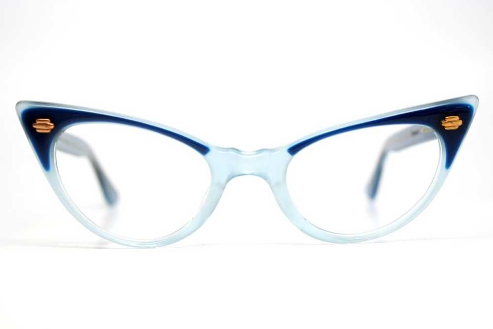 Vintage 2 Tone Blue Cat Eye Glasses Vintage - image 1