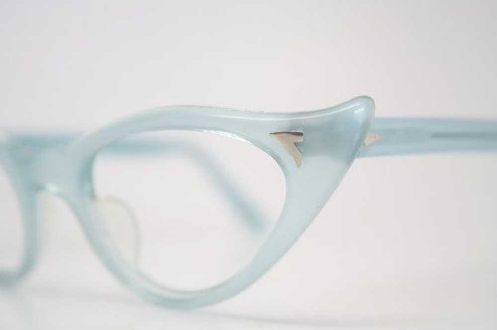 Baby Blue Cat Eye Glasses Vintage - image 3