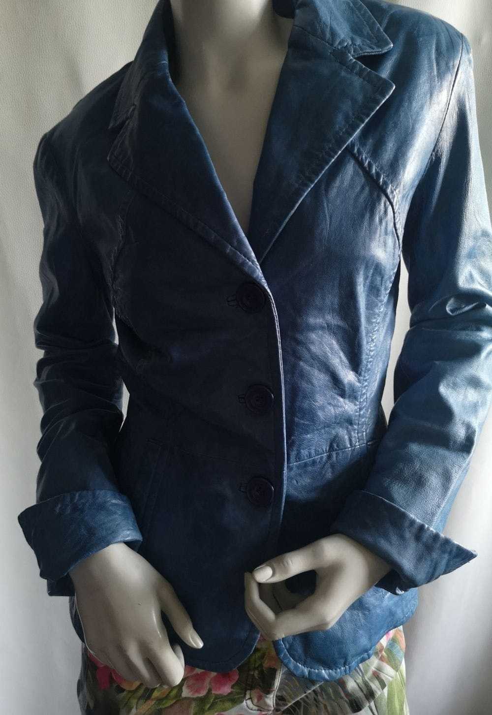 Vintage DANIER stylish womens blue soft leather j… - image 2