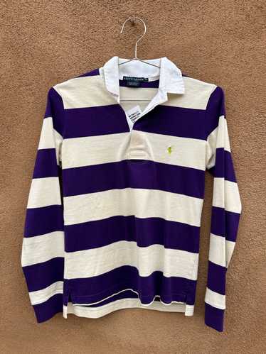 Ralph Lauren Purple and Cream Rugby T-Shirt