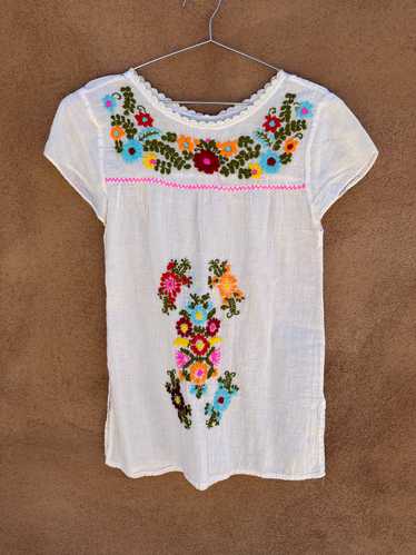 Mexican Embroidered Puebla Blouse, Cream and Multi