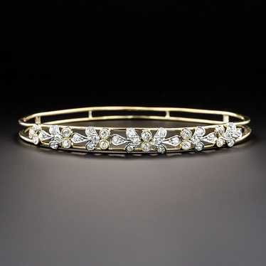 Edwardian Floral Diamond Bangle Bracelet - image 1