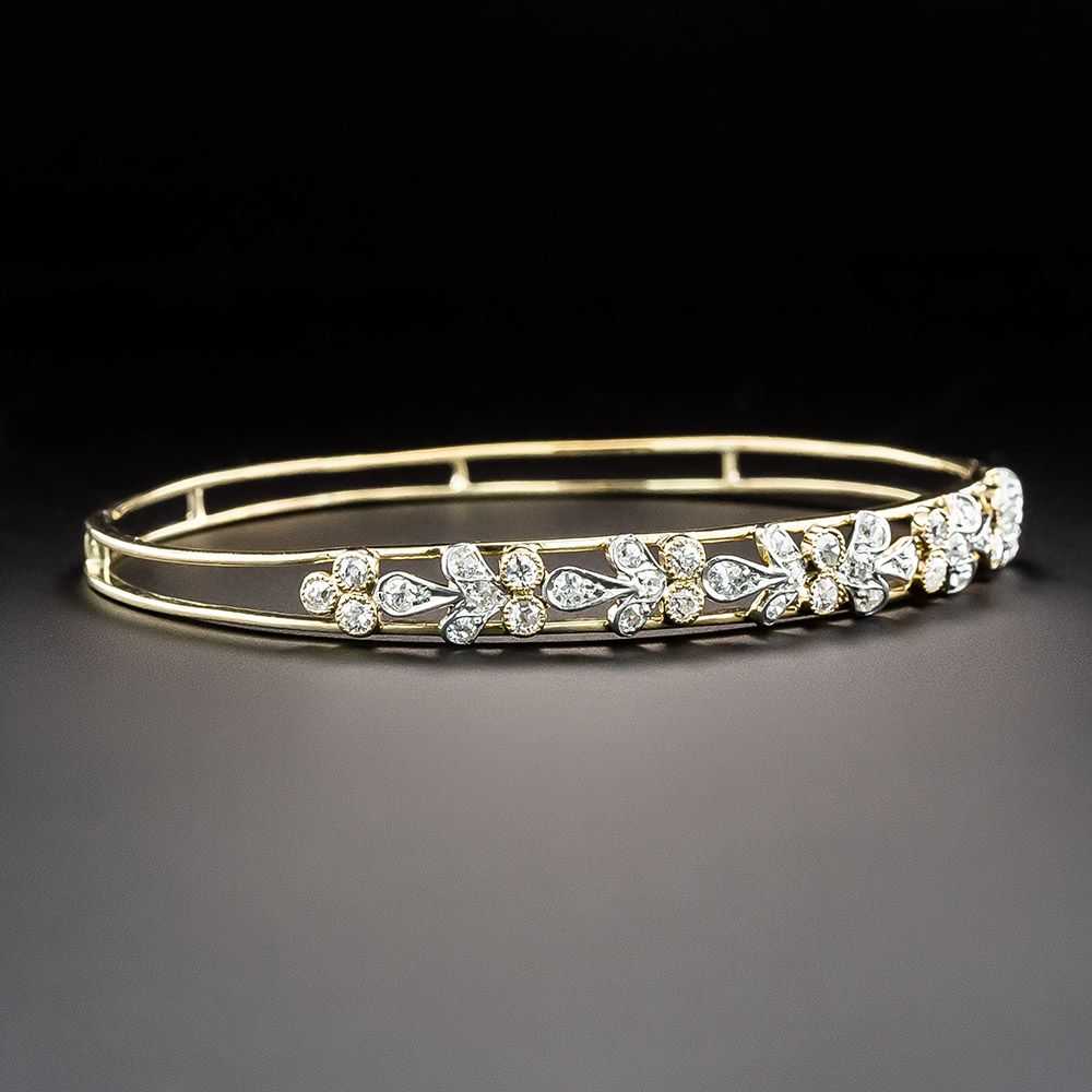 Edwardian Floral Diamond Bangle Bracelet - image 2