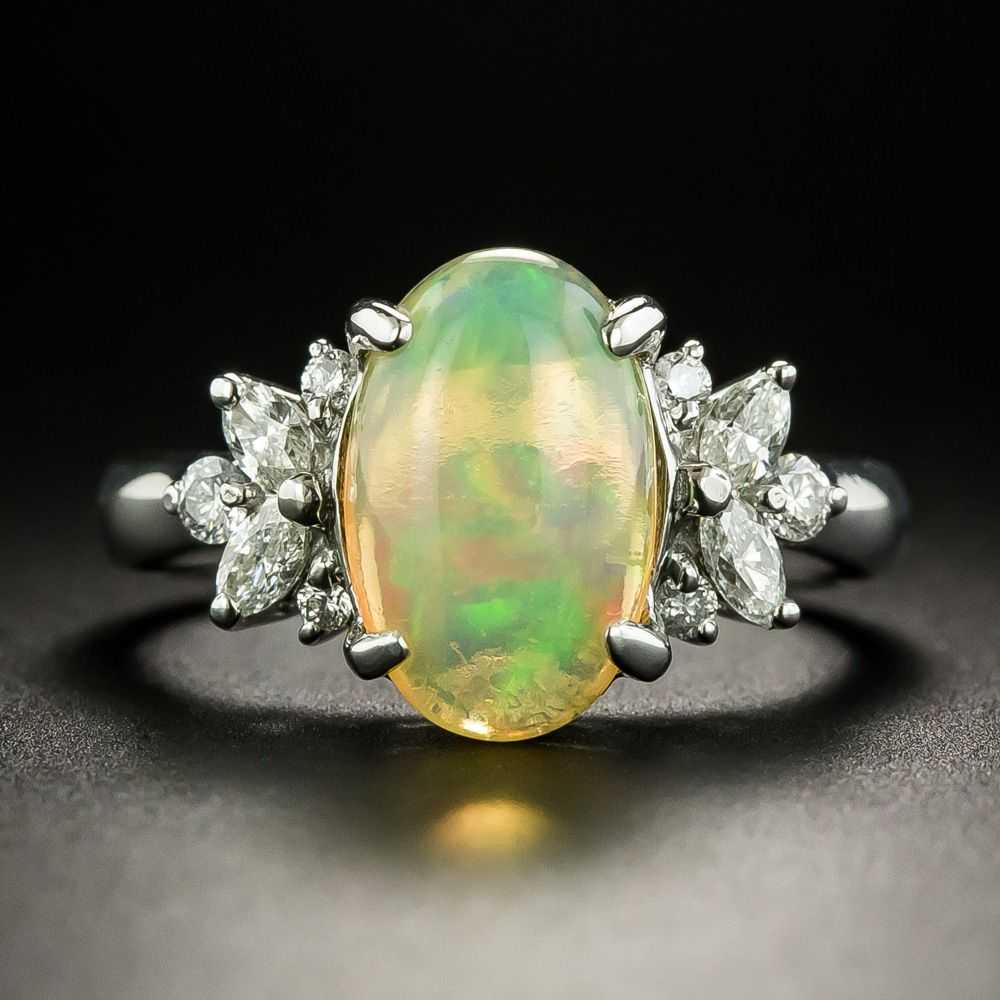Estate 2.61 Carat Jelly Opal and Diamond Ring - image 1