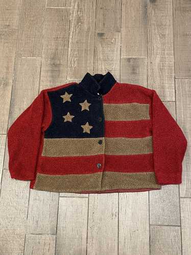 Vintage Vintage American Flag Fleece Button Up L/S