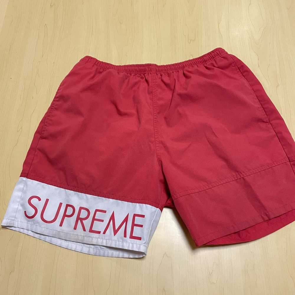 Supreme Supreme banner water shorts 2016 red nylon - image 1