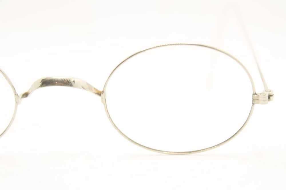 Antique Wire Rim Silver Oval Eyeglasses Cable Tem… - image 3