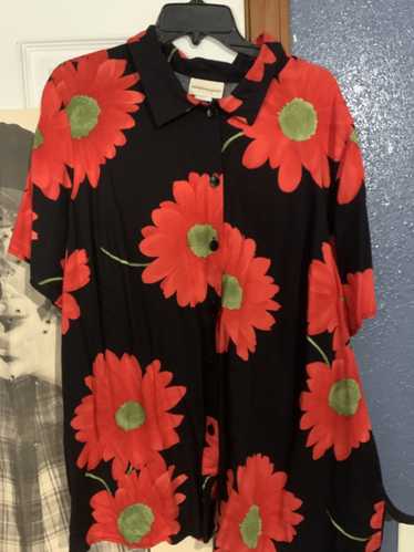 Vintage red sunflower button up