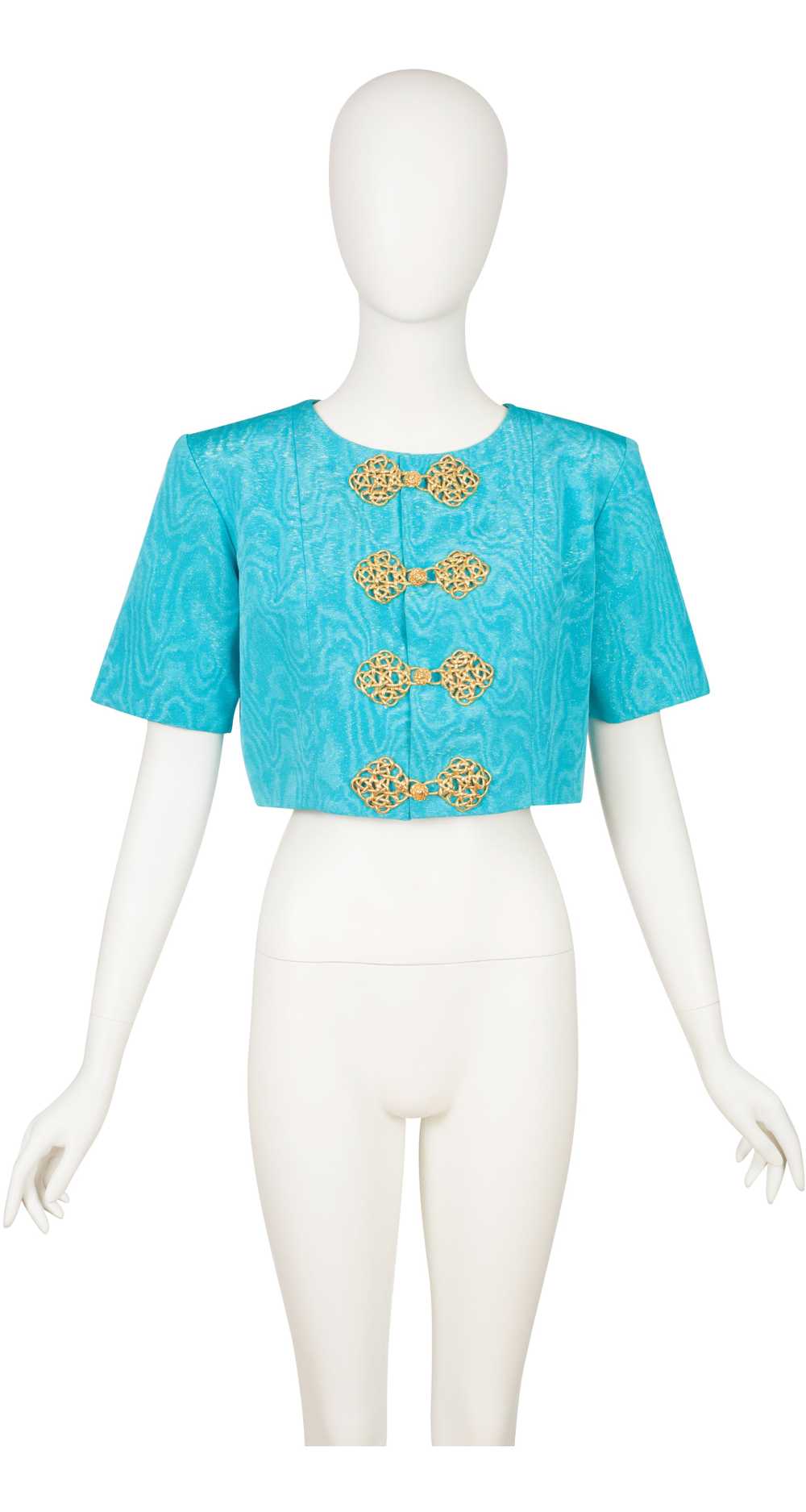 Yves Saint Laurent 1993 S/S Runway Turquoise Moir… - image 1