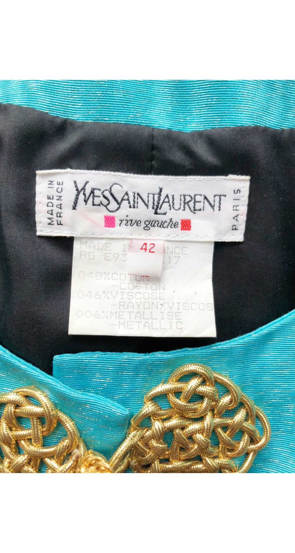 Yves Saint Laurent 1993 S/S Runway Turquoise Moir… - image 7