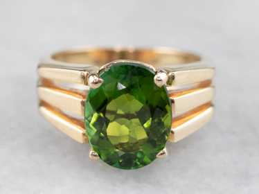 Vintage Green Tourmaline and Gold Ring - image 1