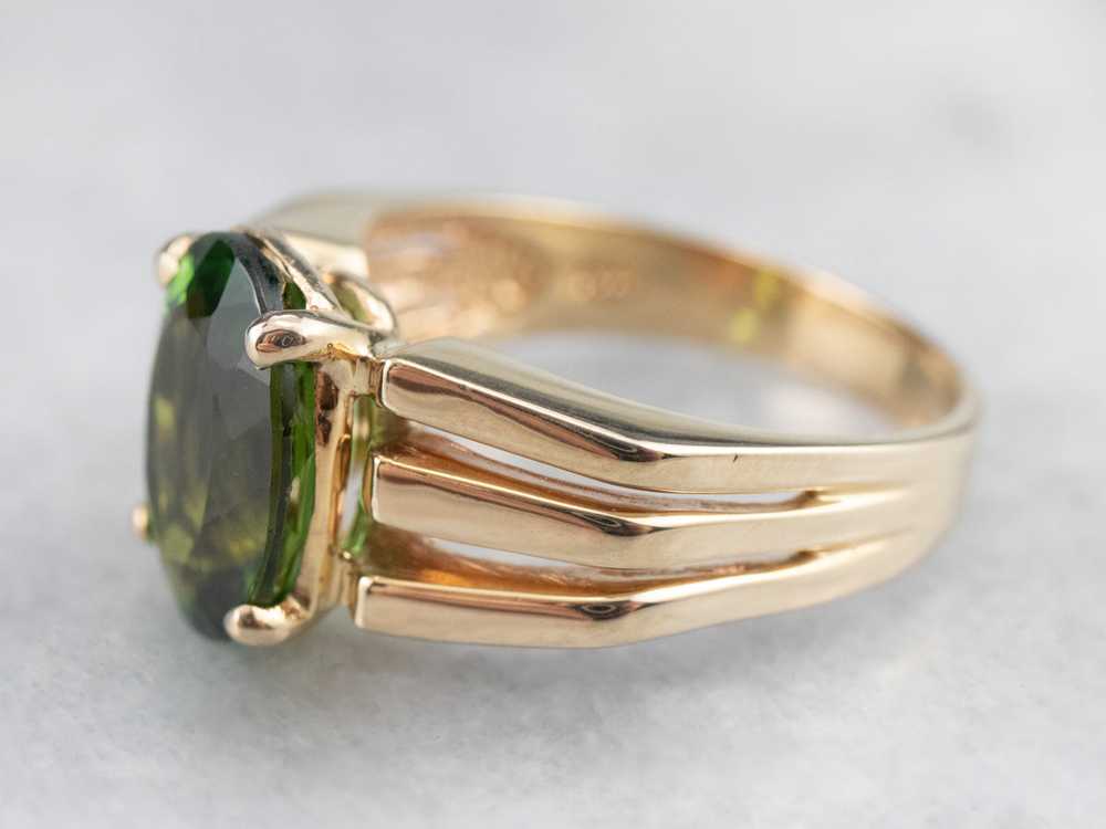 Vintage Green Tourmaline and Gold Ring - image 4