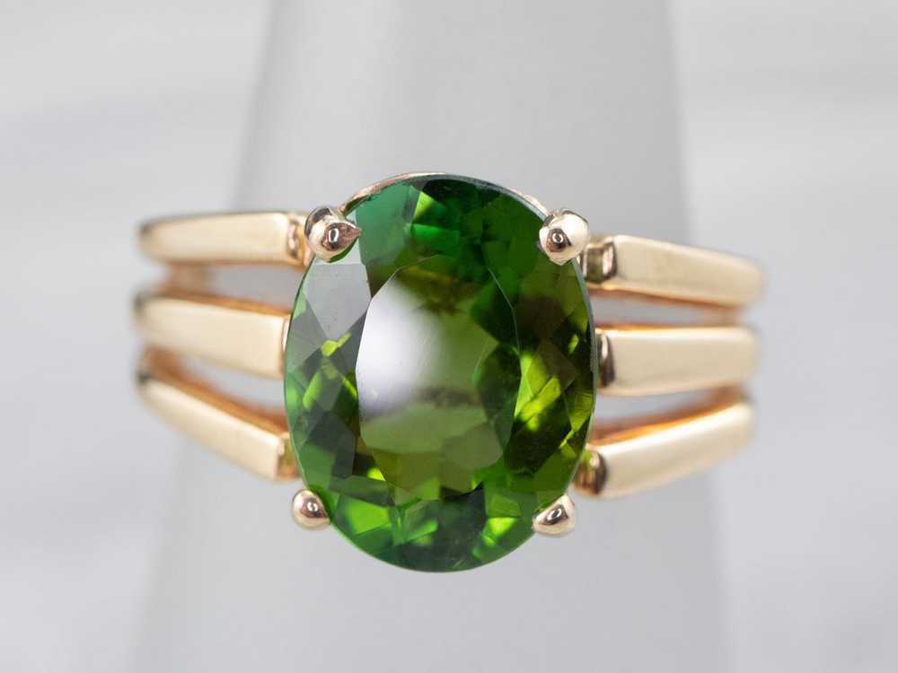 Vintage Green Tourmaline and Gold Ring - image 7