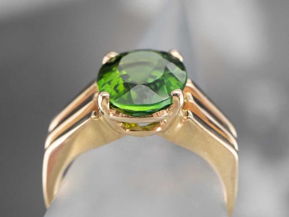 Vintage Green Tourmaline and Gold Ring - image 8